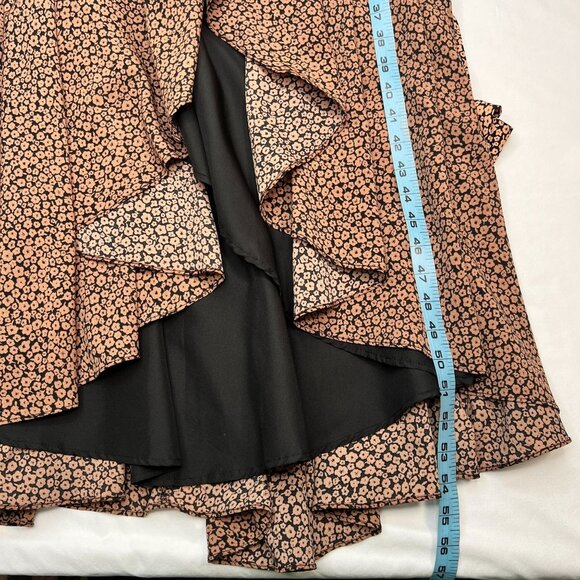 Hutch Anthropologie Floral Wrap Maxi Dress V-neck Hi-Low Brown Purple Size M - Picture 13 of 16